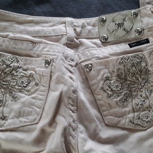 TODAY ONLY Beige Embellished Miss Me Jeans Sz27